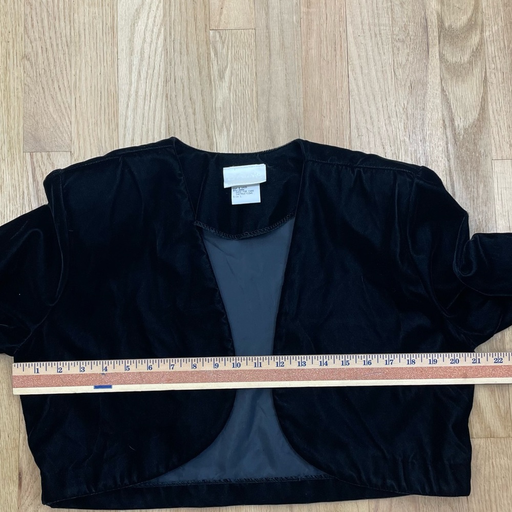 VTG Velvet Bolero Jacket Black LG Classy Neutral Formal Maurice’s 90s Y2K Goth - Picture 13 of 13